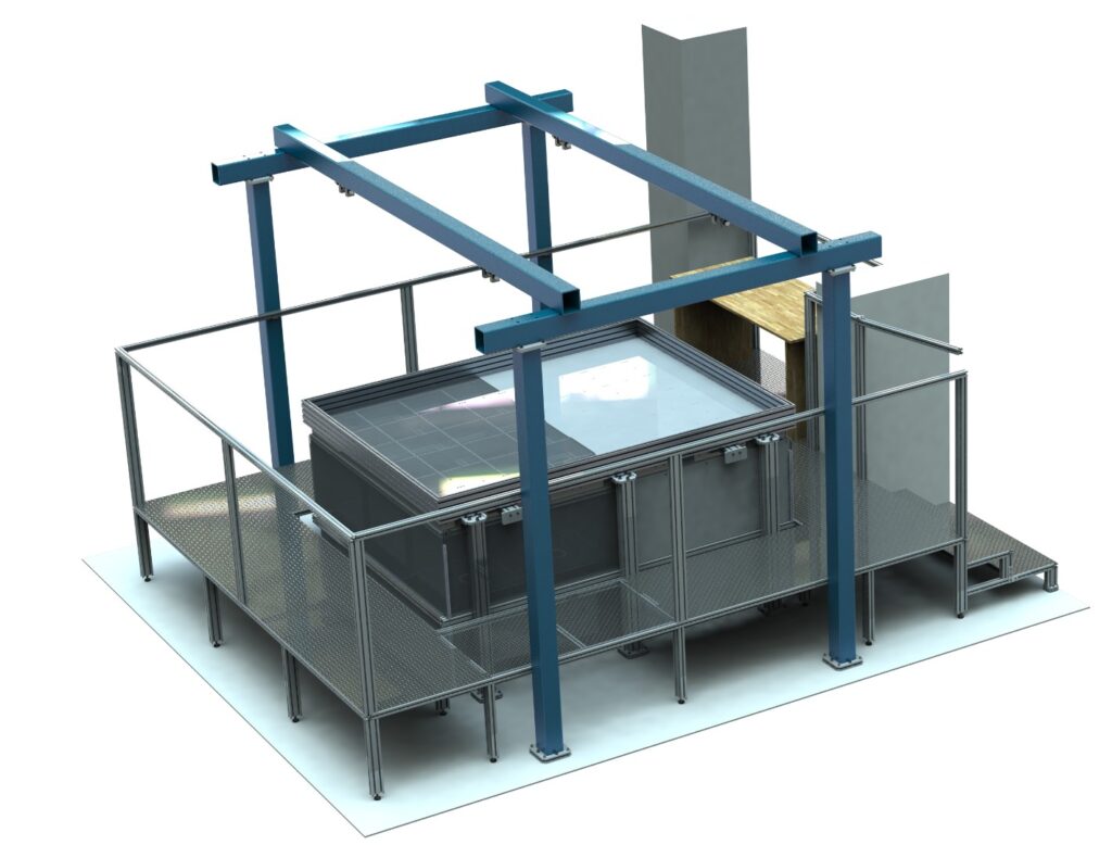 Aerotable test bench for mutual movement of spacecraft