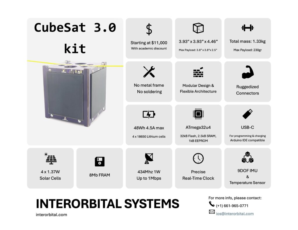 CubeSat 3.0 Personal Satellite Kit — Interorbital Systems, photo 2
