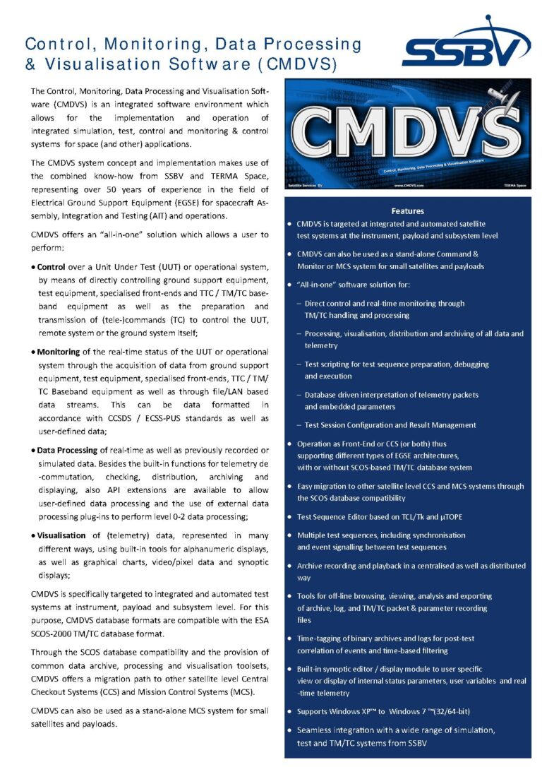 CMDVS Software (Control, Monitor, Data Processing & Visualisation)