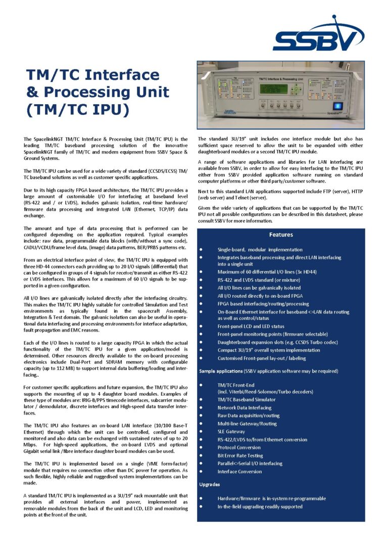 TM/TC IPU (Telemetry & Telecommand Interface Unit)